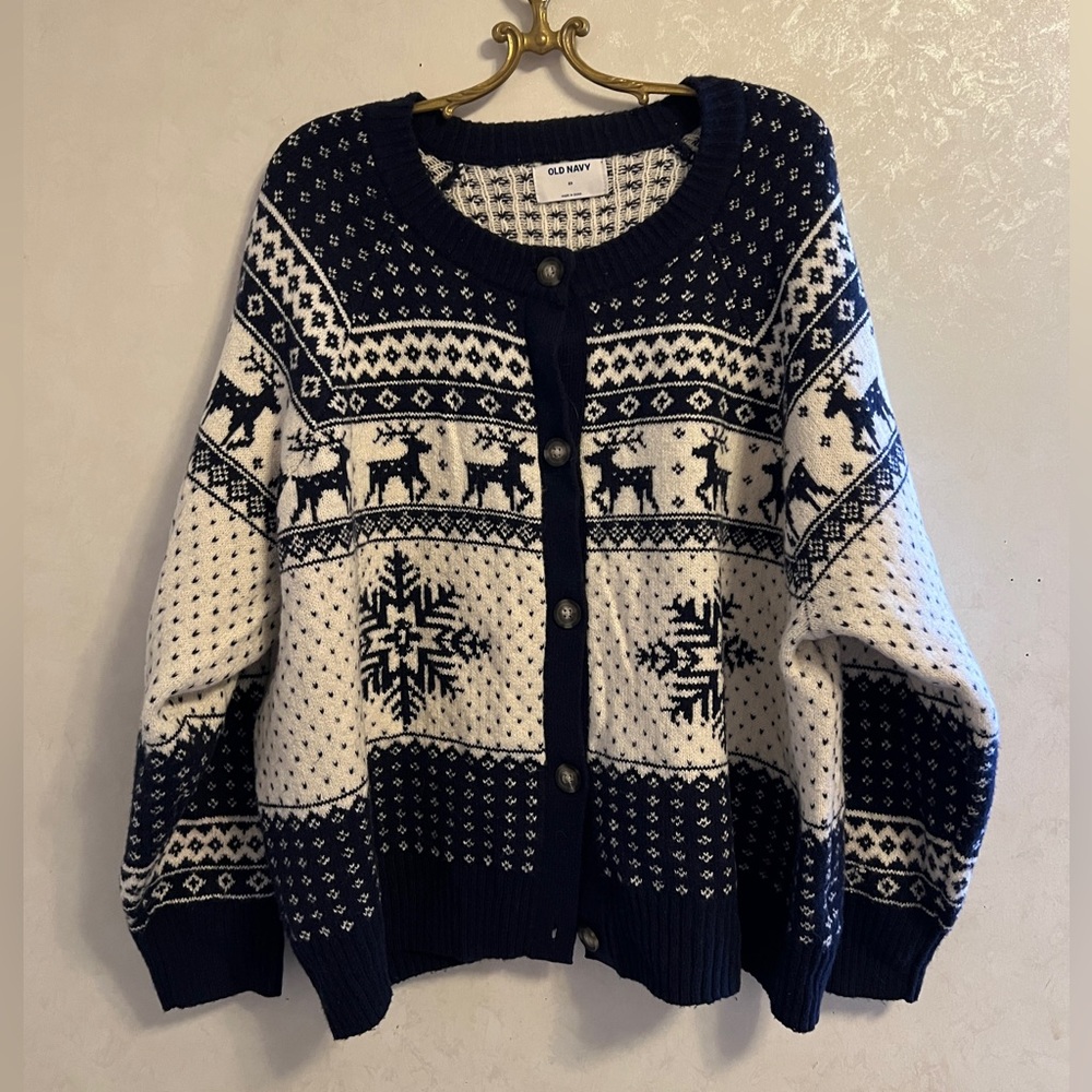 Old Navy Fair Isle Holiday Cardigan Sweater